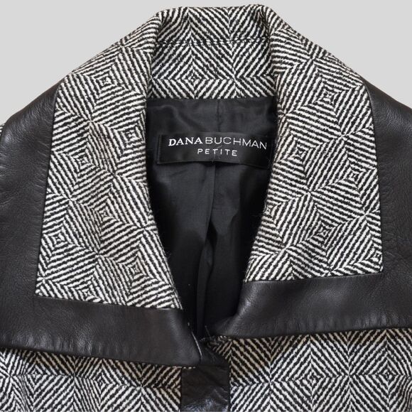 DANA BUCHMAN Women's Zip Up Wool With Leather Trim Blazer Size 4 - Picture 7 of 10